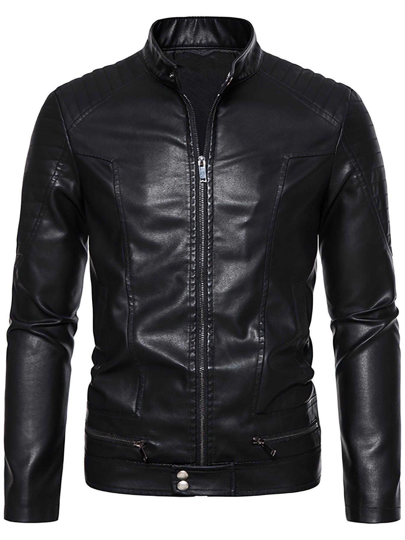 Jasper | Stylish PU Leather Men's Jacket with Stand-Up Collar