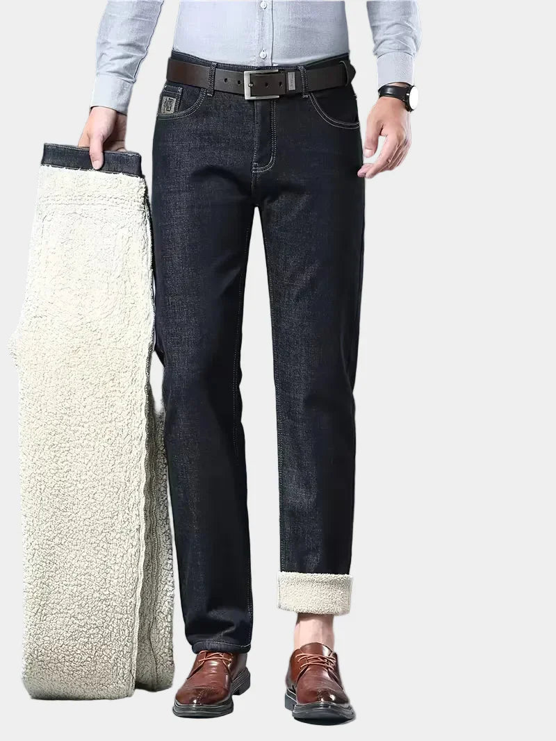Jeans with fleece lining and regular fit