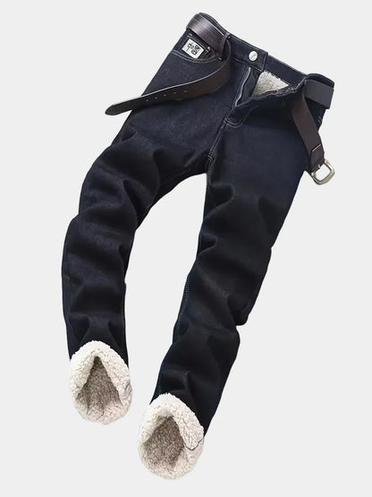 Jeans with fleece lining and regular fit