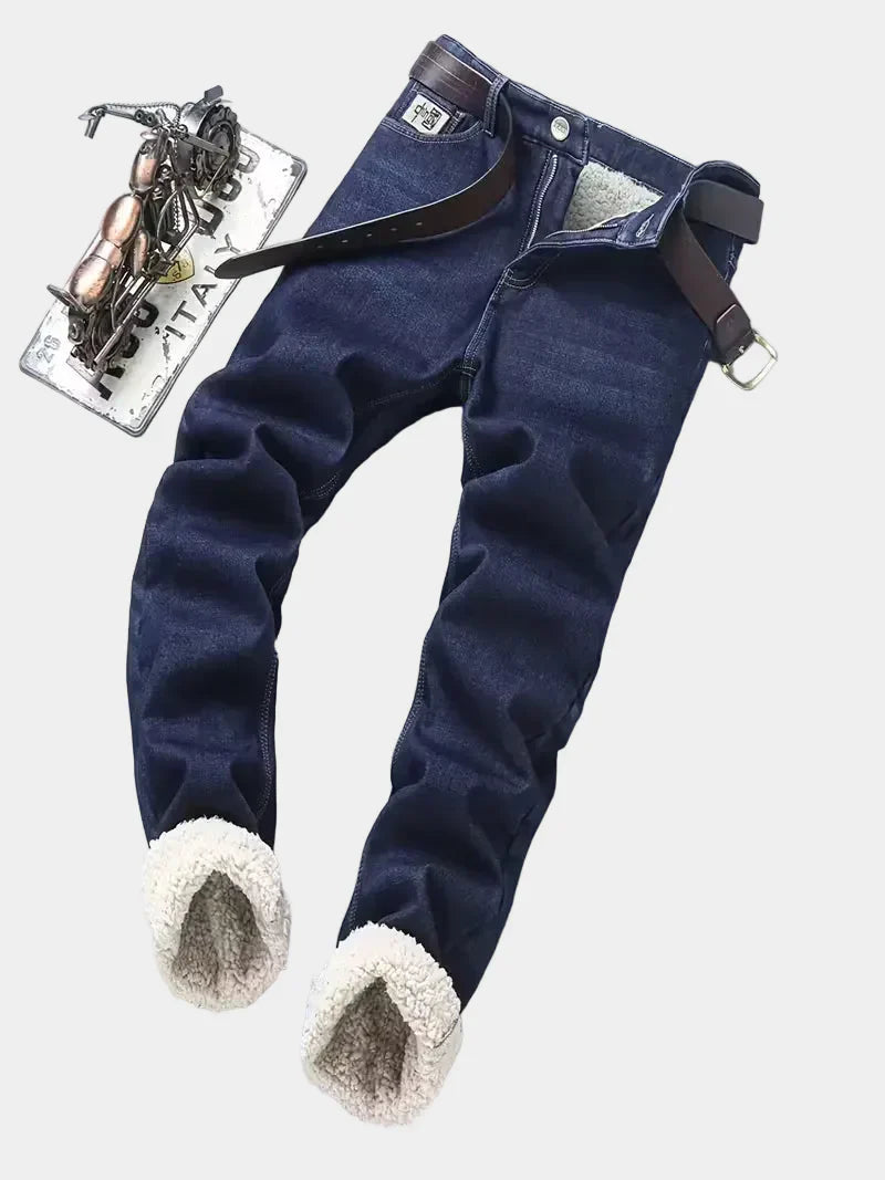 Jeans with fleece lining and regular fit
