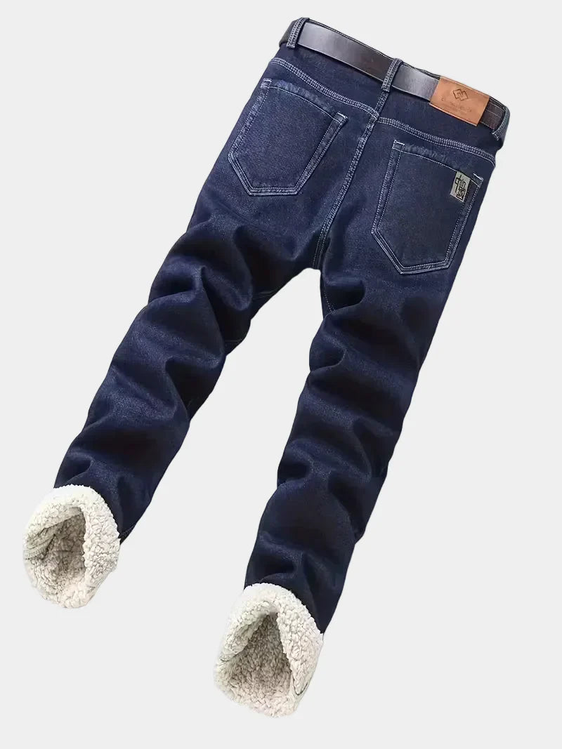 Jeans with fleece lining and regular fit