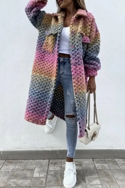 Long Multicoloured Jacket Braid Pattern for Women - Sahara