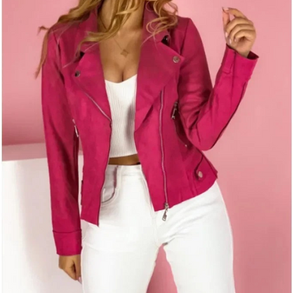 Ilana - Coloured suede biker jacket