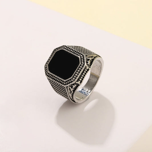Jeroen | Black Ring with Rhinestones