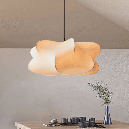 Japanese Silk Pendant Lamp - Wabi Sabi Design