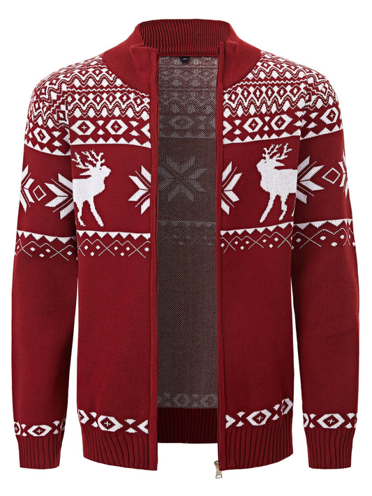 Joris | Casual knitted cardigan with reindeer pattern