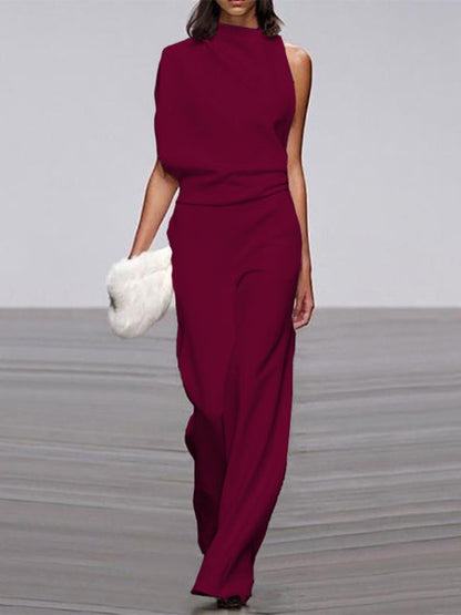 Sleeveless Jumpsuit with Open Back and Flared Legs