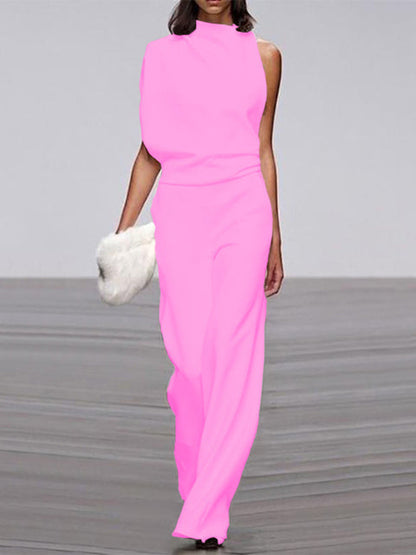 Sleeveless Jumpsuit with Open Back and Flared Legs