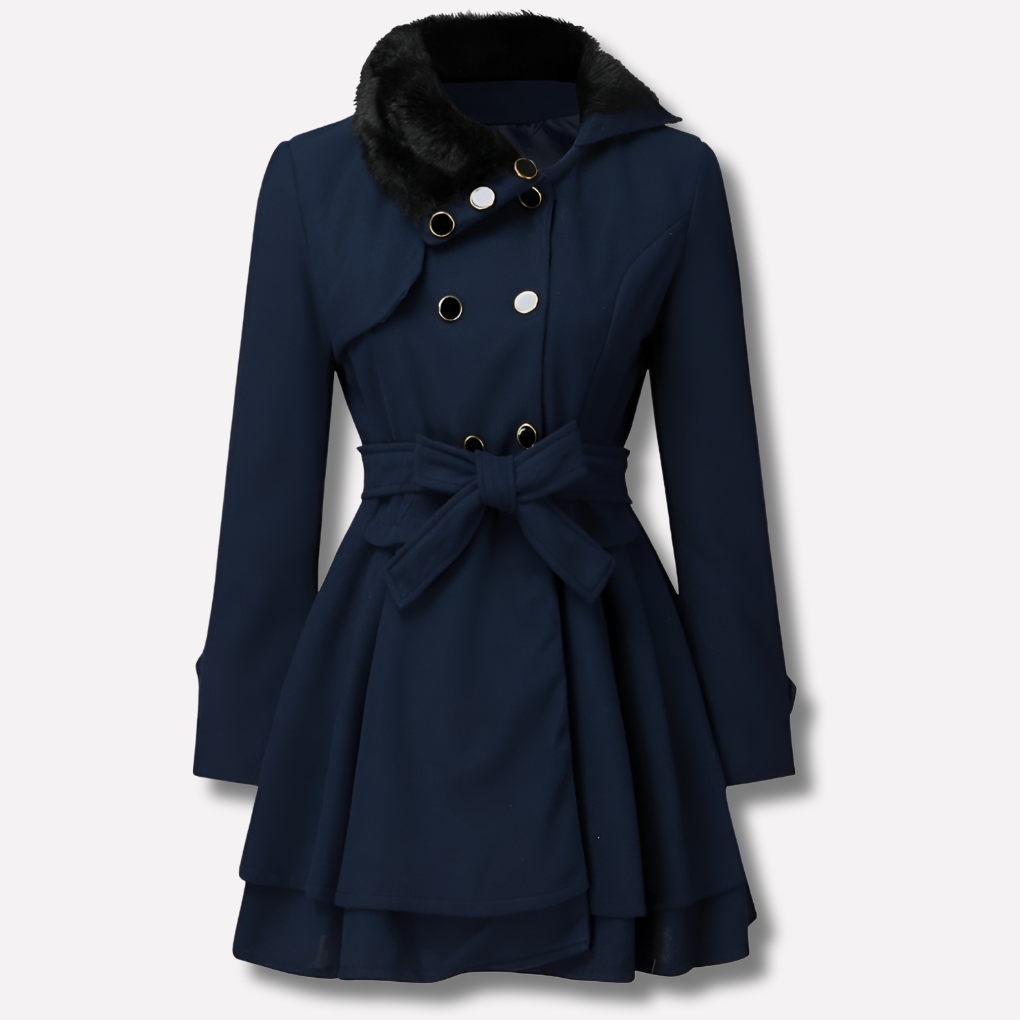 Ladies Winter Coat with Buttons and Belt – Elegance and Warmth in One