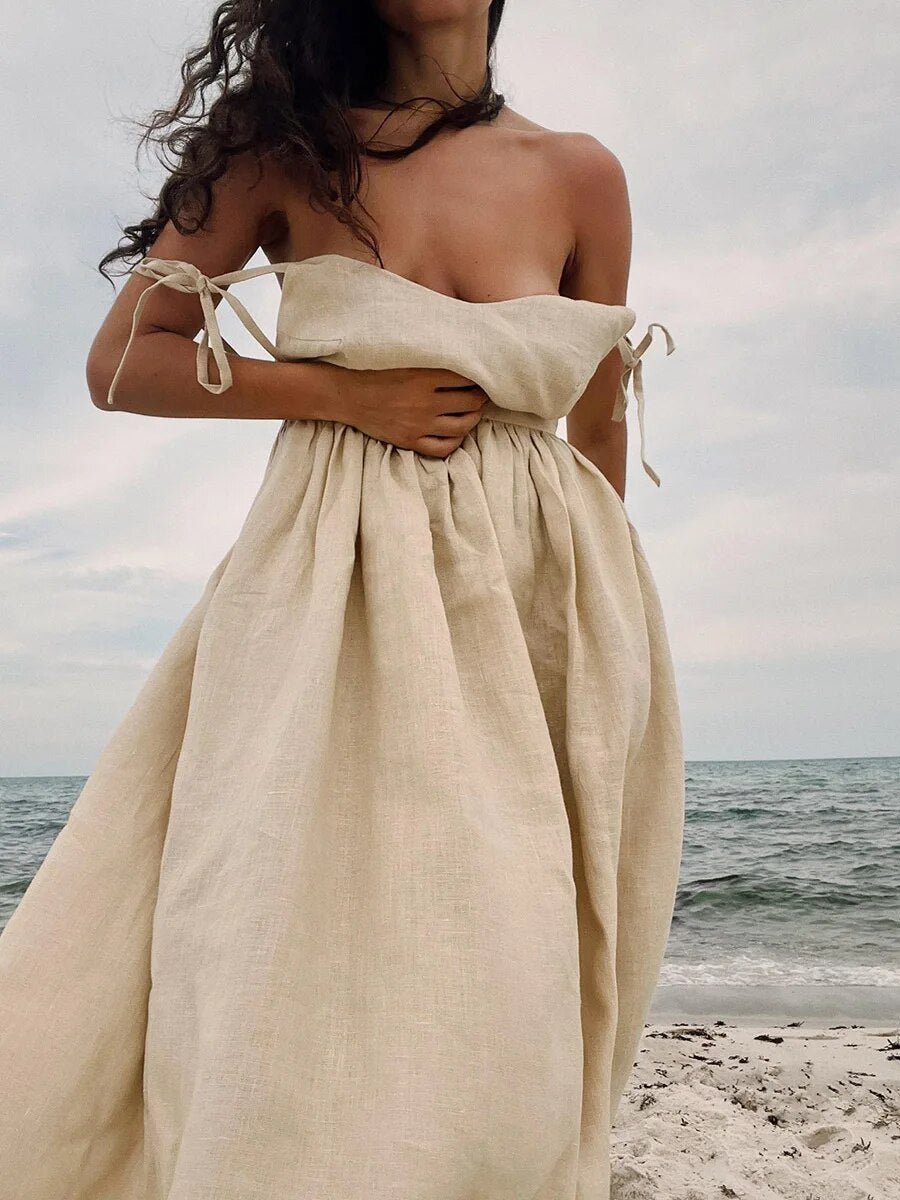 Abito da spiaggia vintage in lino - Kira