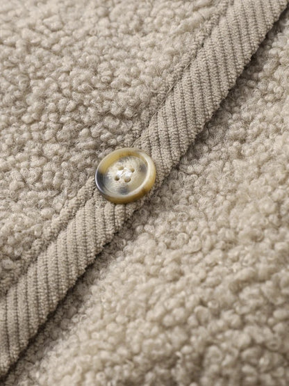 Colete teddy para mulher, quente e macio, com botões e bolsos