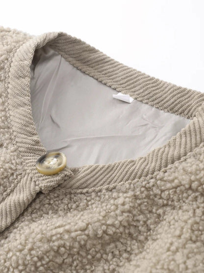 Colete teddy para mulher, quente e macio, com botões e bolsos