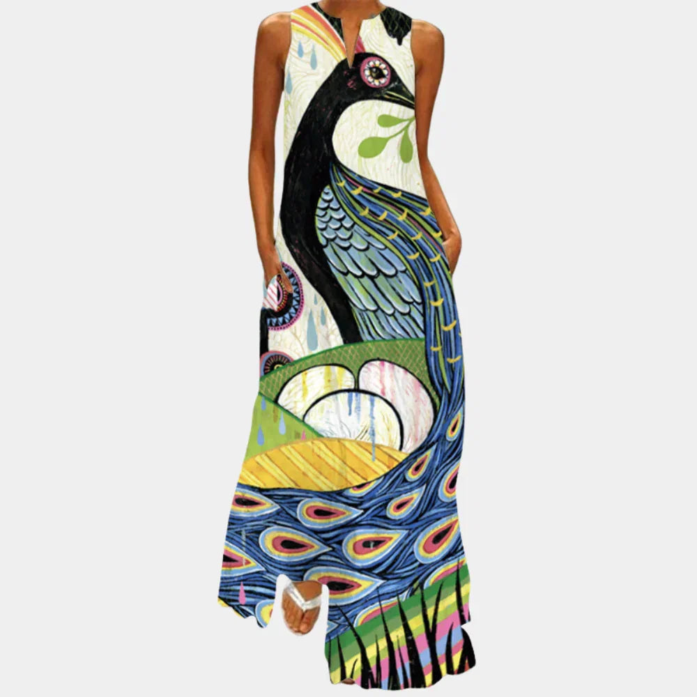 Sleeveless Summer Dress with Floral Print and Flowy Fit