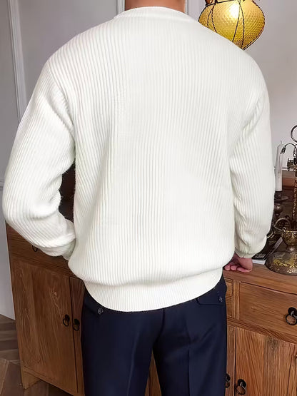 Knitted Jumper with Round Neck and Long Sleeves