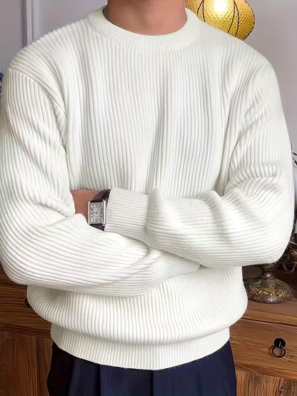 Knitted Jumper with Round Neck and Long Sleeves