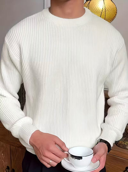 Knitted Jumper with Round Neck and Long Sleeves