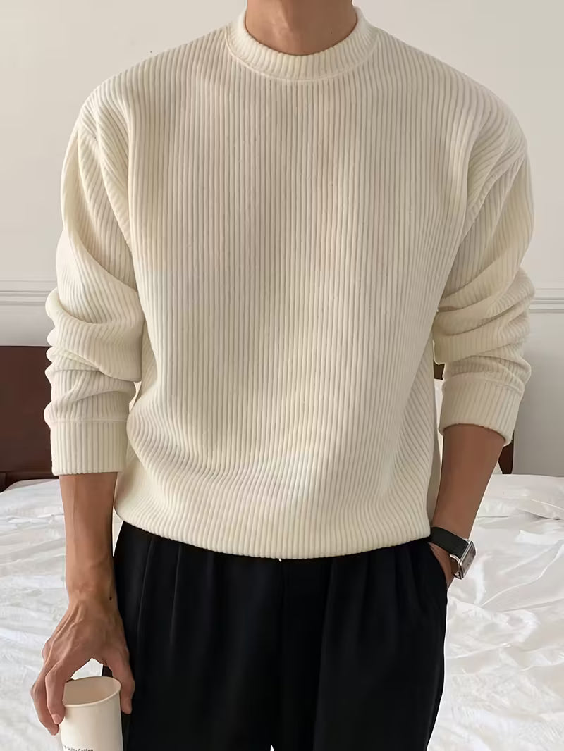 Knitted Jumper with Round Neck and Long Sleeves