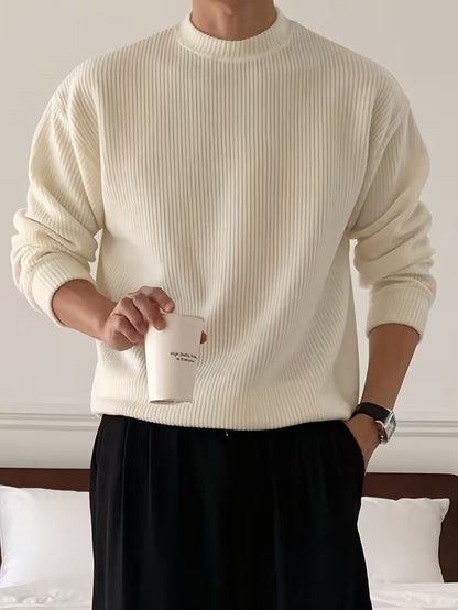 Knitted Jumper with Round Neck and Long Sleeves