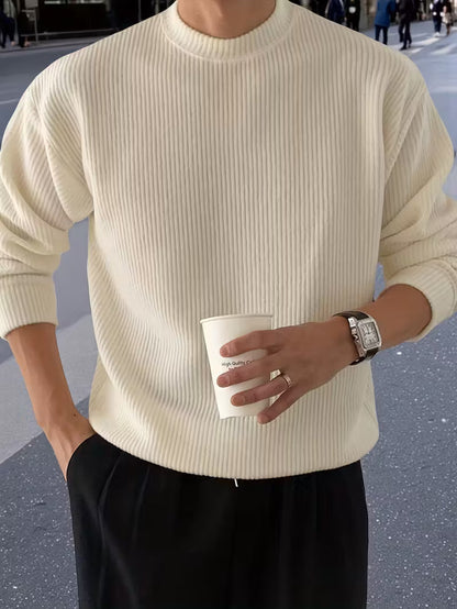 Knitted Jumper with Round Neck and Long Sleeves