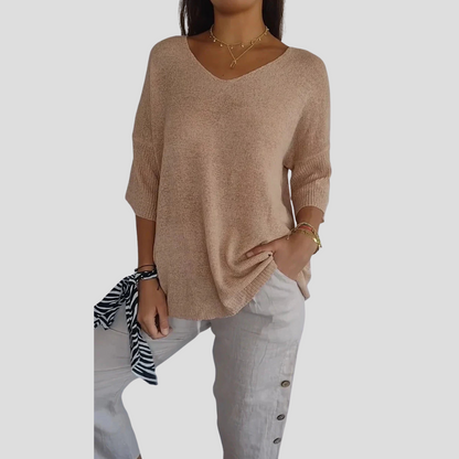 Knitted Top with V-Neck for Women