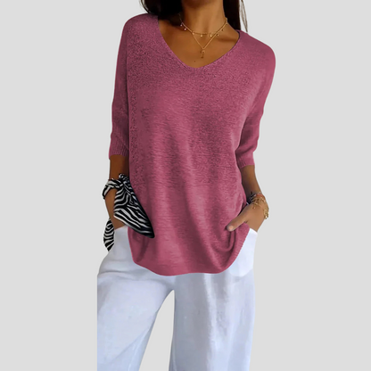 Knitted Top with V-Neck for Women
