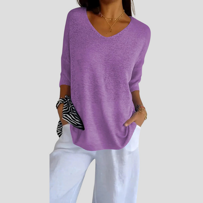 Knitted Top with V-Neck for Women