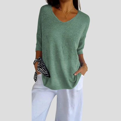 Knitted Top with V-Neck for Women