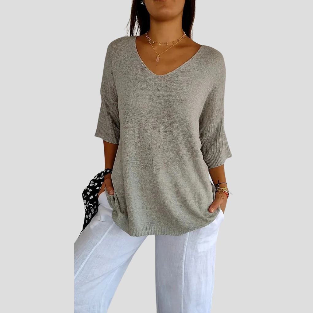 Knitted Top with V-Neck for Women