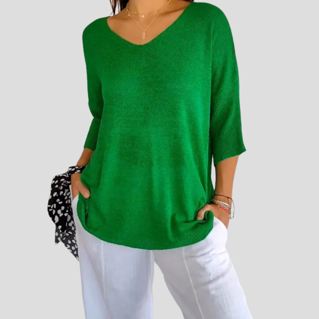 Knitted Top with V-Neck for Women