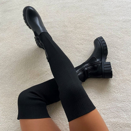 Knitted Women's Boots with Zipper - Erika