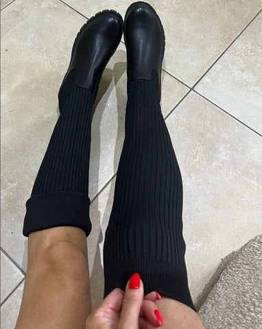 Knitted Women's Boots with Zipper - Erika