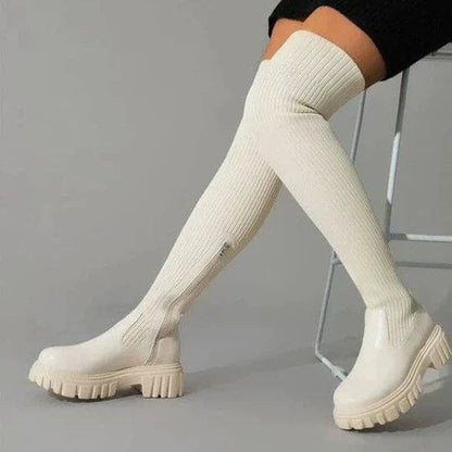 Knitted Women's Boots with Zipper - Erika