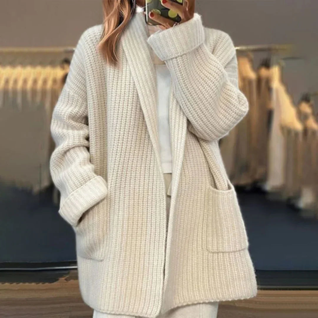 Knitted Women's Cardigan with Pockets - Pam