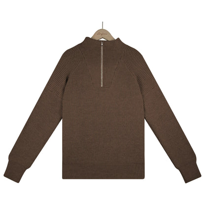 Knitted Women's Sweater with Half Zip - Janel
