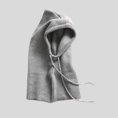 Knitted winter neck warmer with hood