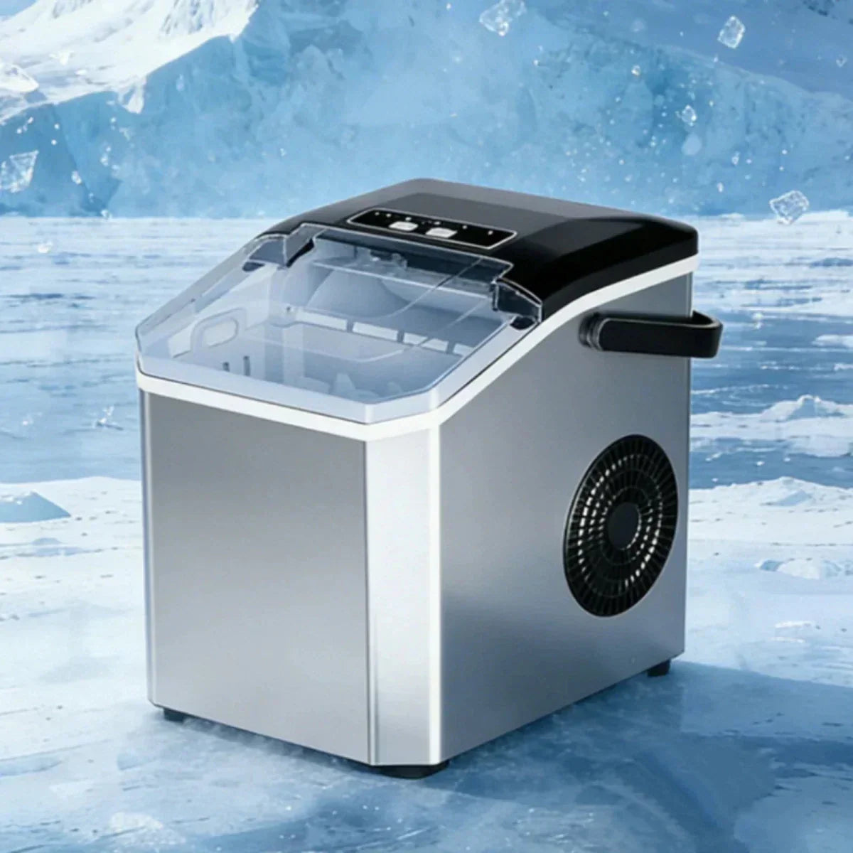 Máquina de acero inoxidable para hacer cubitos de hielo con tapa transparente para cubitos frescos