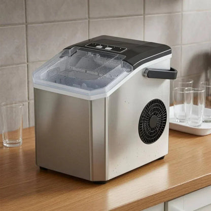 Stainless Steel Ice Cube Maker with Transparent Lid for Fresh Ice Cubes
