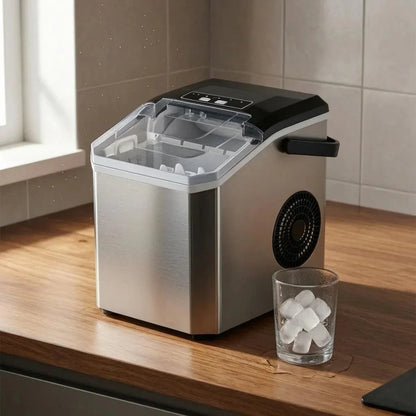 Stainless Steel Ice Cube Maker with Transparent Lid for Fresh Ice Cubes