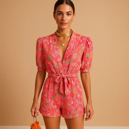 Playful summer look with puff sleeves