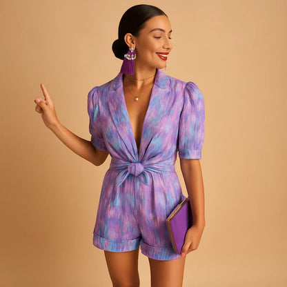 Playful summer look with puff sleeves