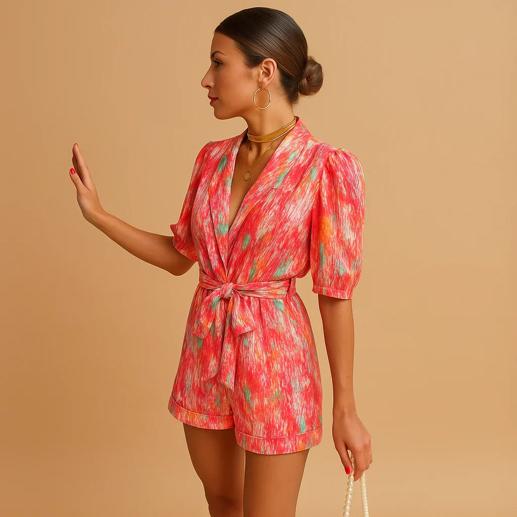 Playful summer look with puff sleeves