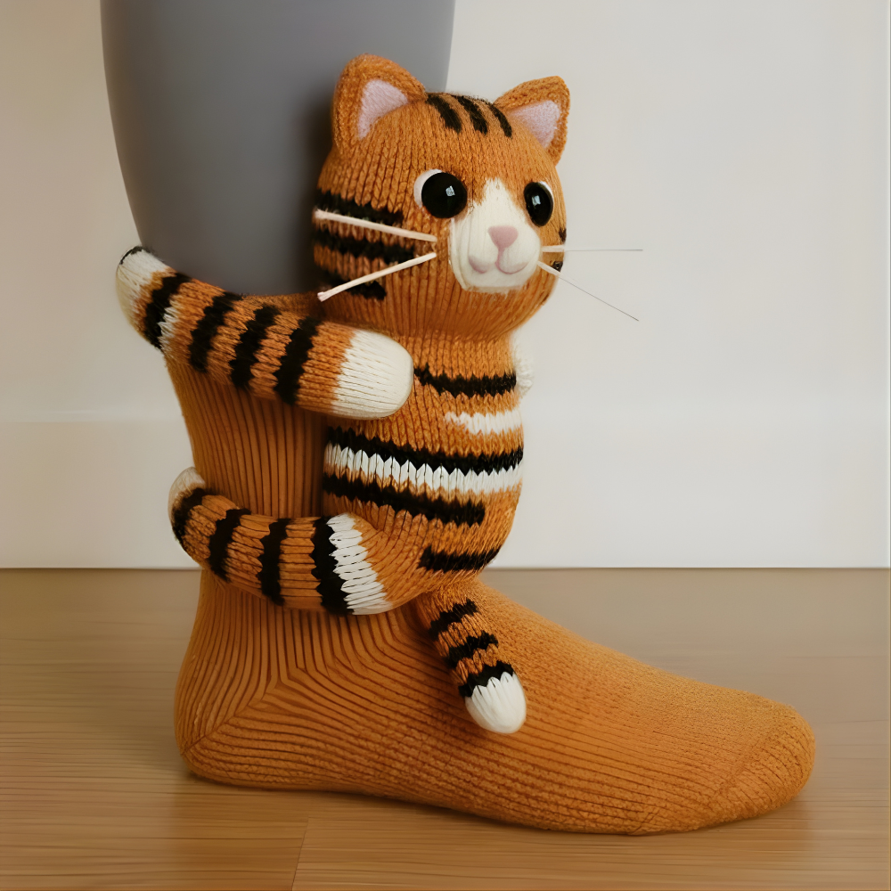 Meias de casa unissexo com design 3D de animais e sola antiderrapante – Quentes e confortáveis