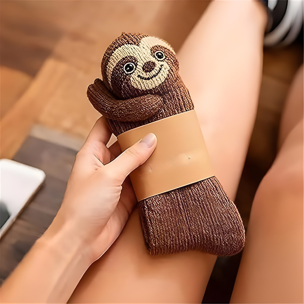Meias de casa unissexo com design 3D de animais e sola antiderrapante – Quentes e confortáveis