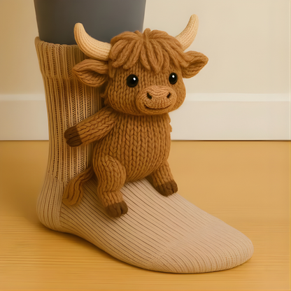 Meias de casa unissexo com design 3D de animais e sola antiderrapante – Quentes e confortáveis