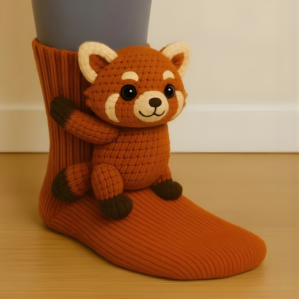 Meias de casa unissexo com design 3D de animais e sola antiderrapante – Quentes e confortáveis