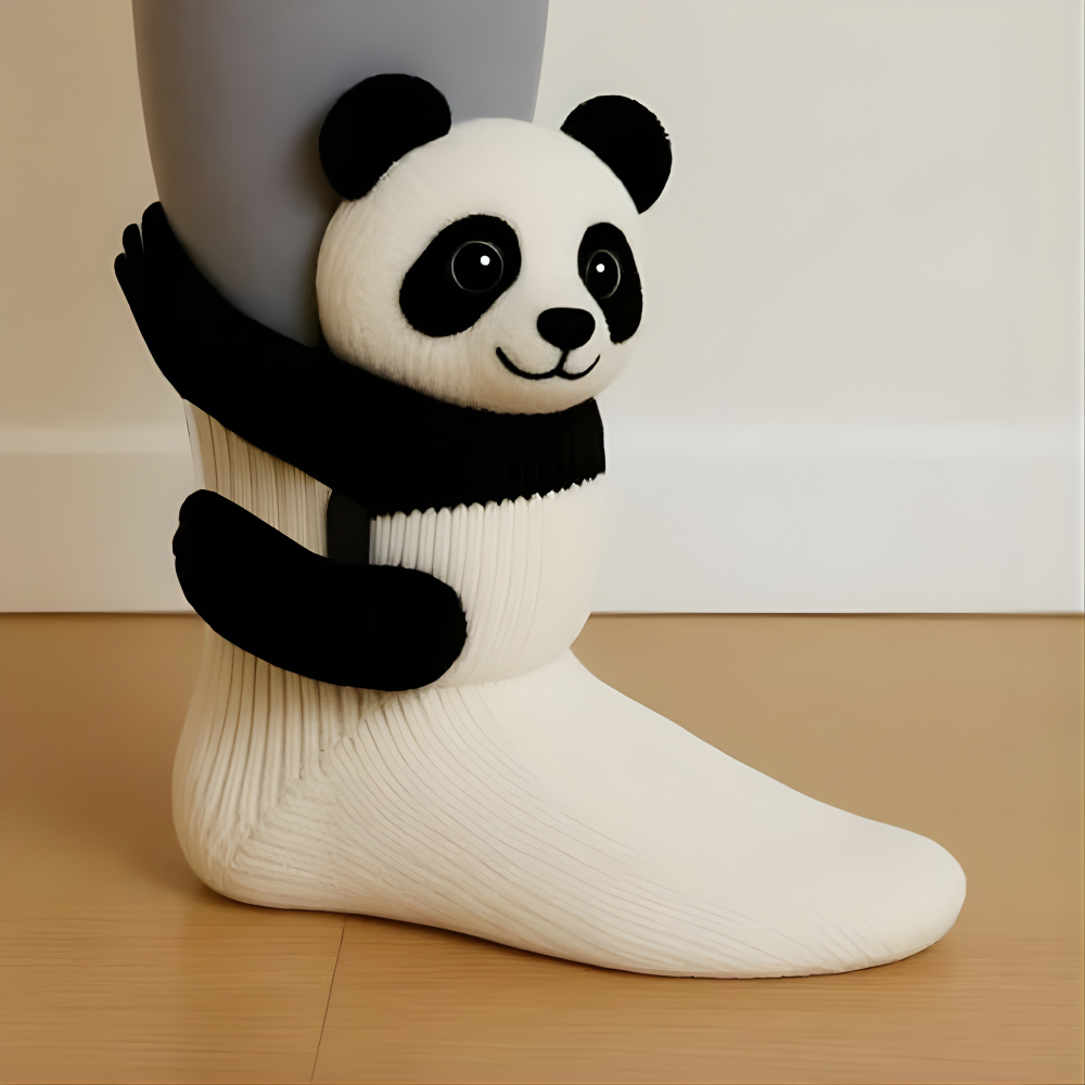 Meias de casa unissexo com design 3D de animais e sola antiderrapante – Quentes e confortáveis