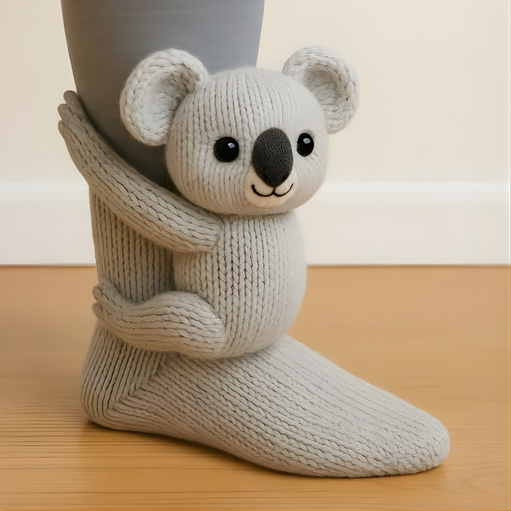 Meias de casa unissexo com design 3D de animais e sola antiderrapante – Quentes e confortáveis