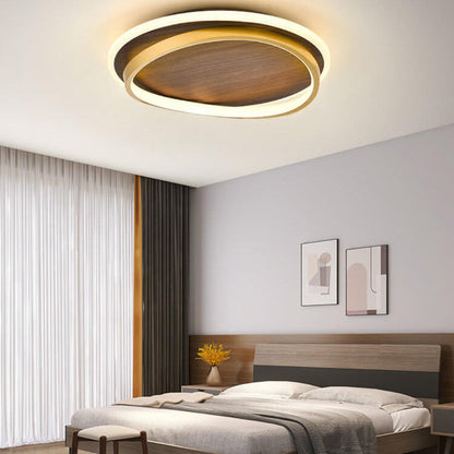 Modern Ceiling Light with LED Ring and Wood Look Design for Atmospheric Lighting