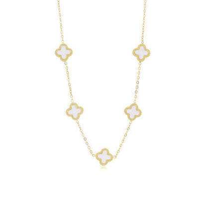 Gold Necklace with Four-Leaf Clover Design