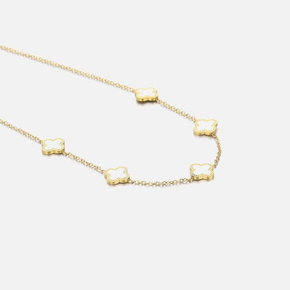 Gold Necklace with Four-Leaf Clover Design